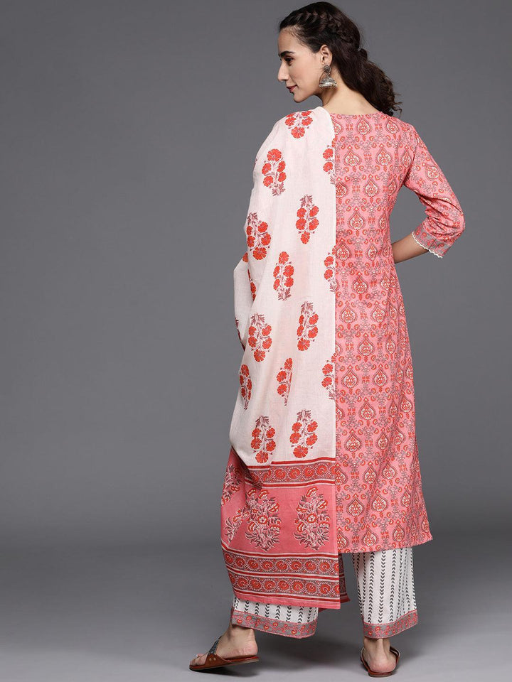 Pink Printed Cotton Suit Set - ShopLibas