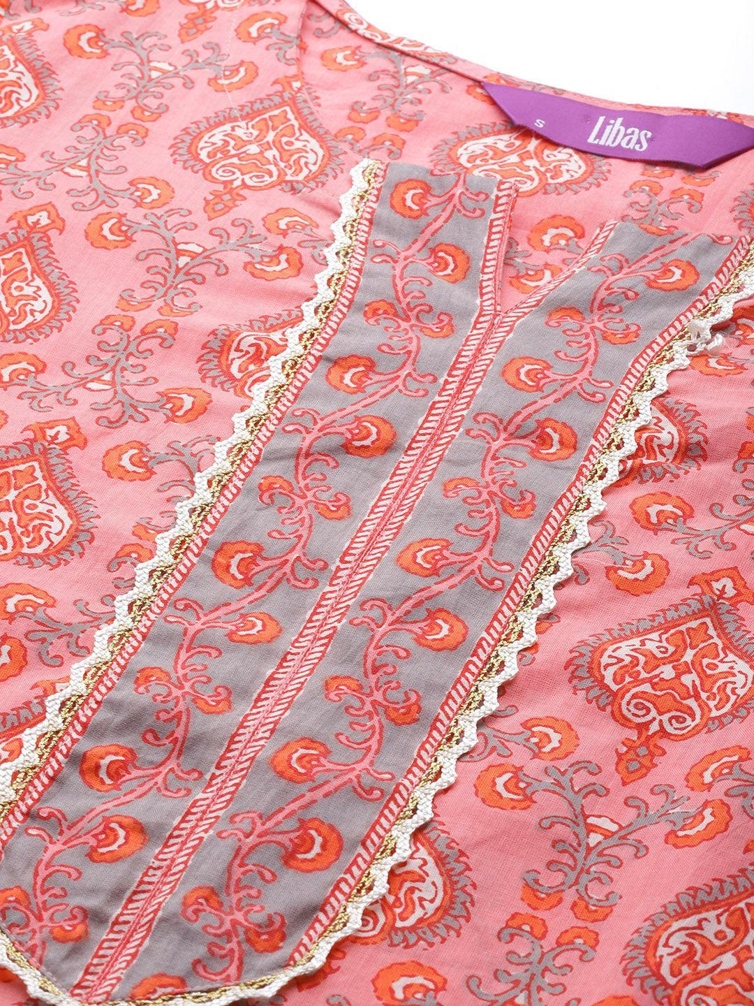 Pink Printed Cotton Suit Set - ShopLibas