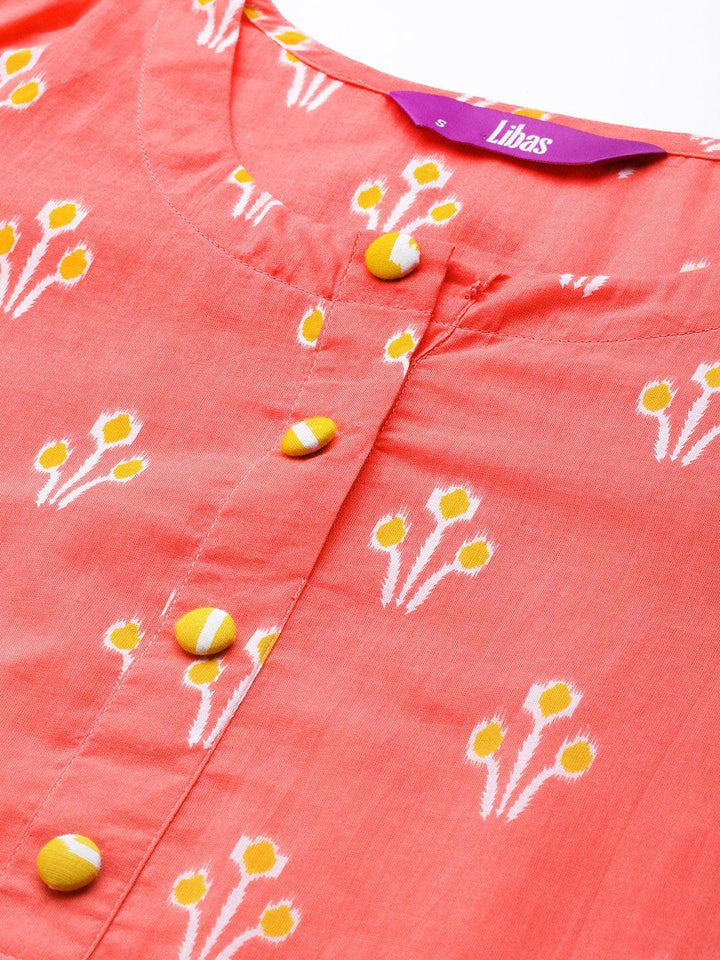 Pink Printed Cotton Suit Set