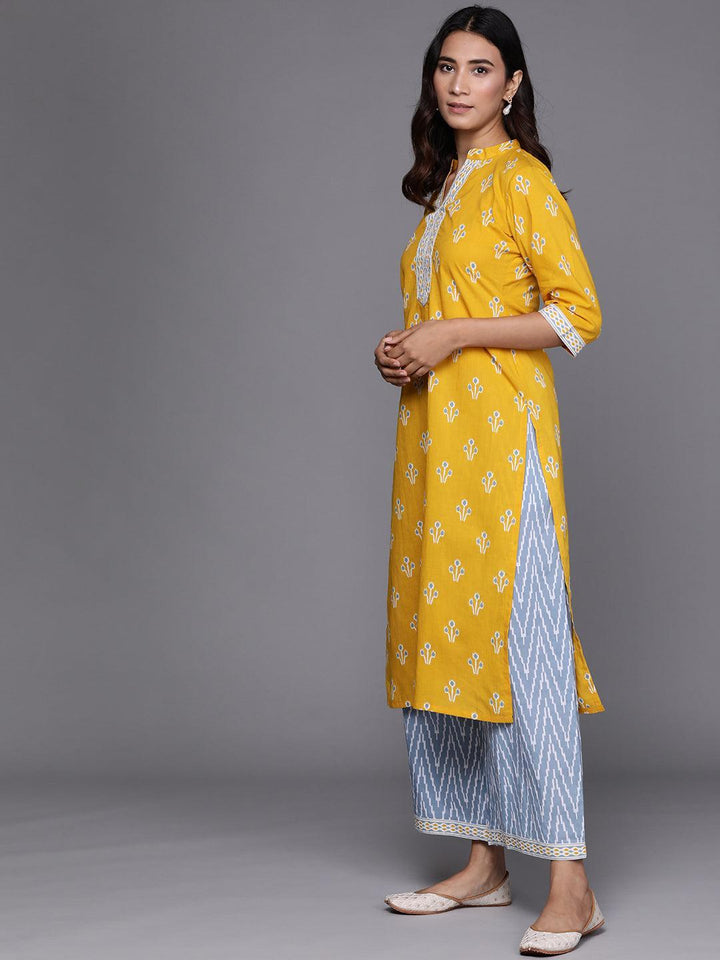 Yellow Printed Cotton Suit Set - ShopLibas
