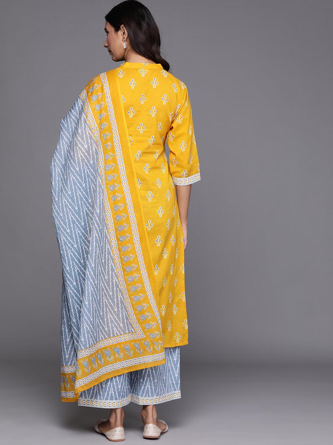 Yellow Printed Cotton Suit Set - ShopLibas