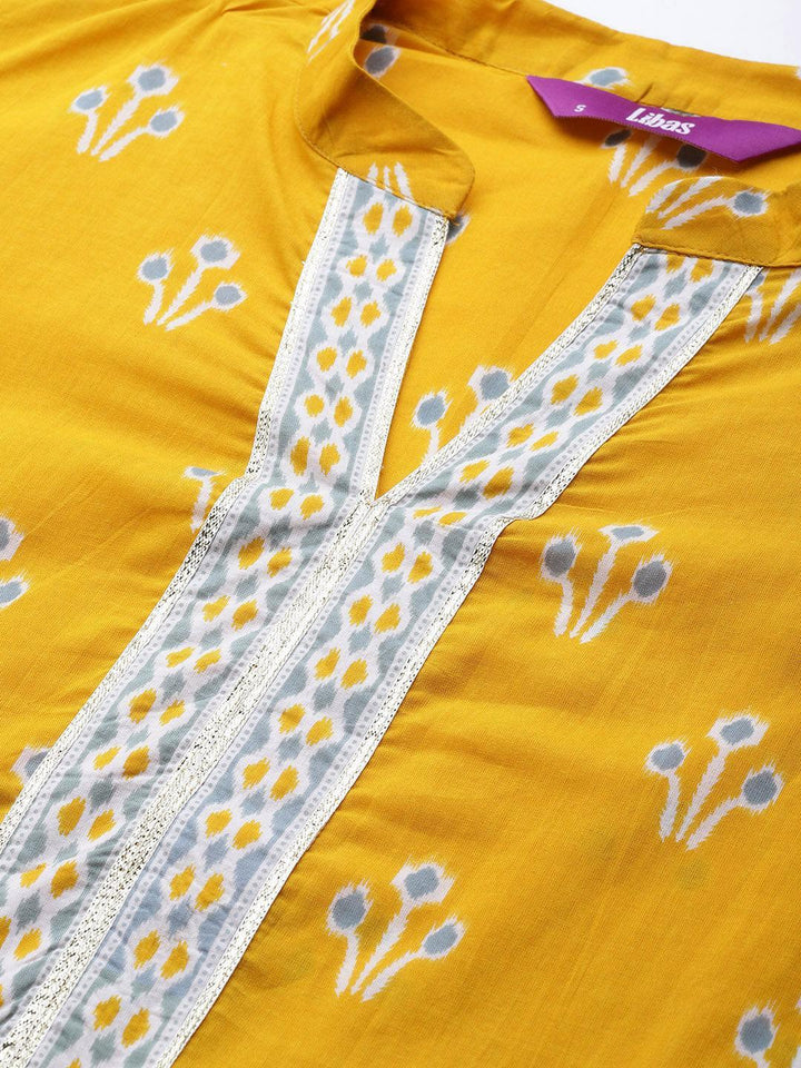 Yellow Printed Cotton Suit Set - ShopLibas