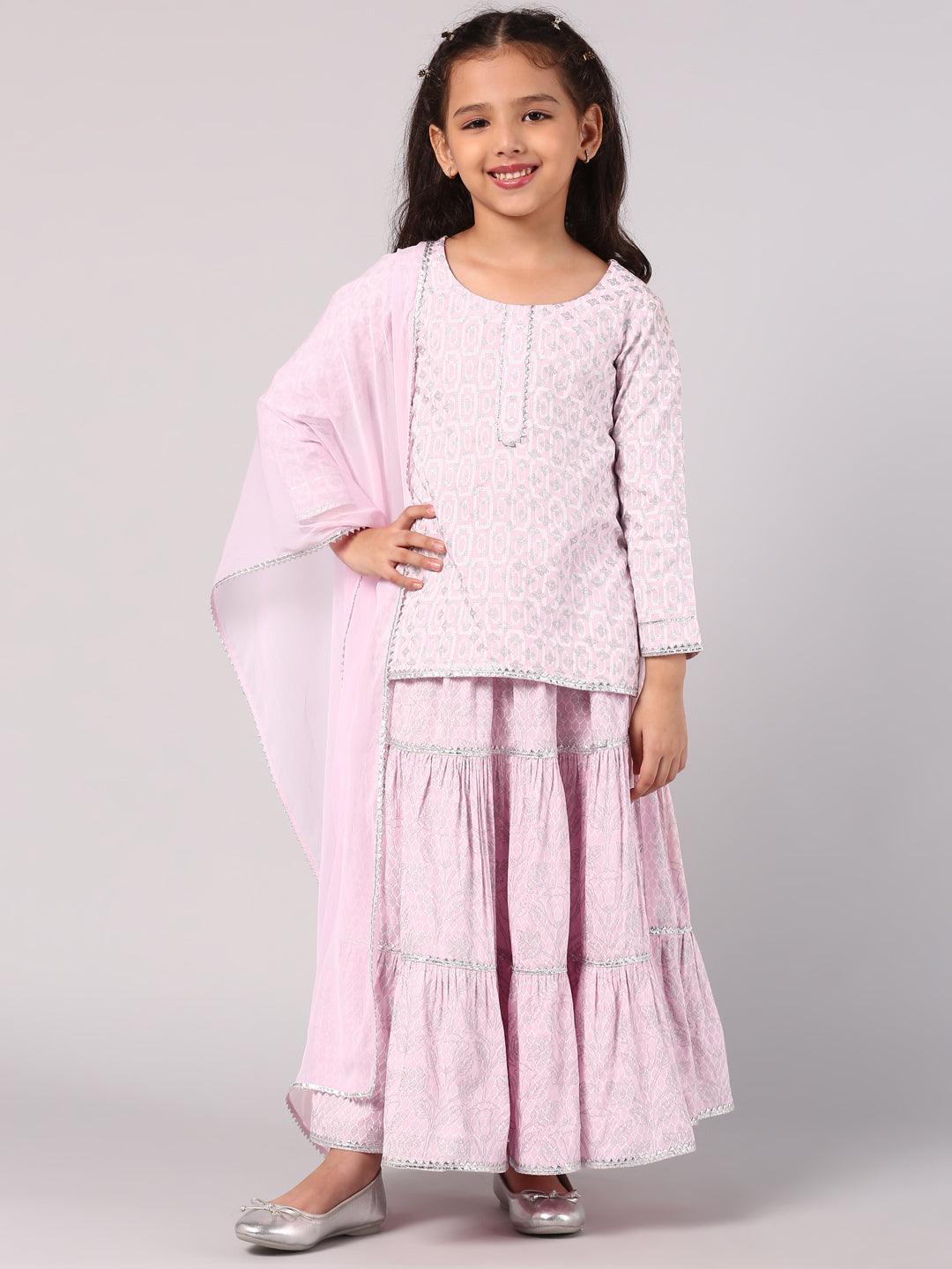 Pink Printed Cotton Suit Set - ShopLibas