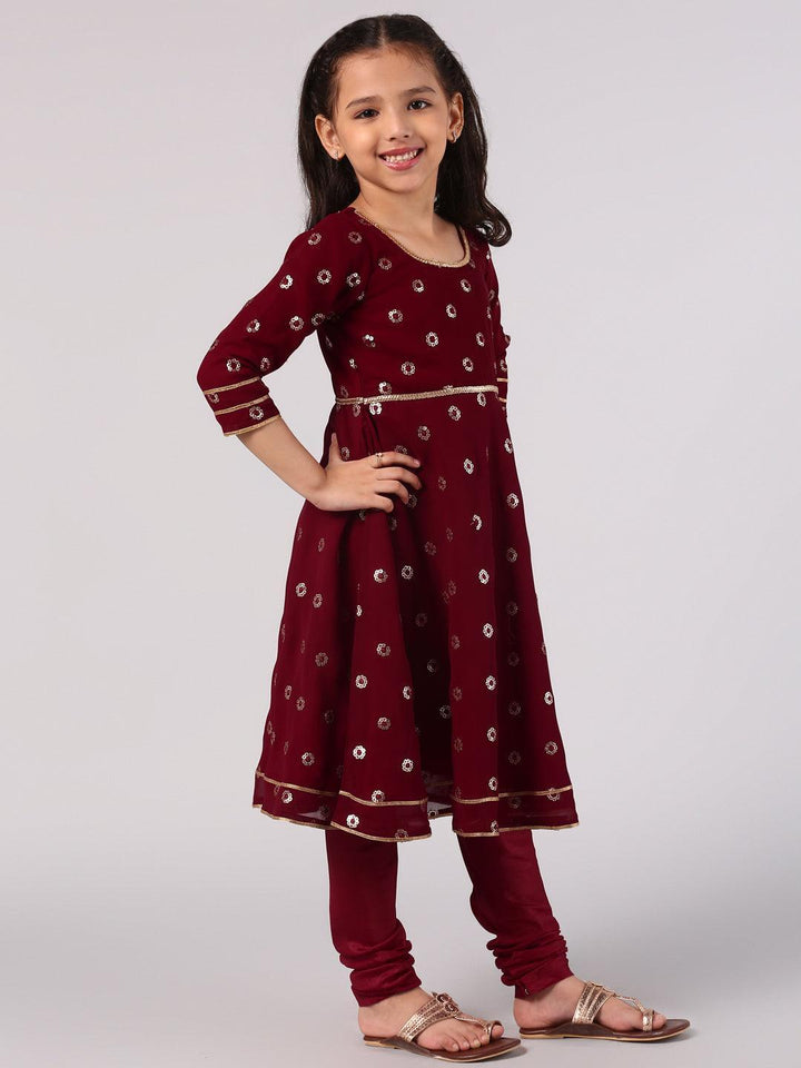 Maroon Embroidered Georgette Suit Set - ShopLibas