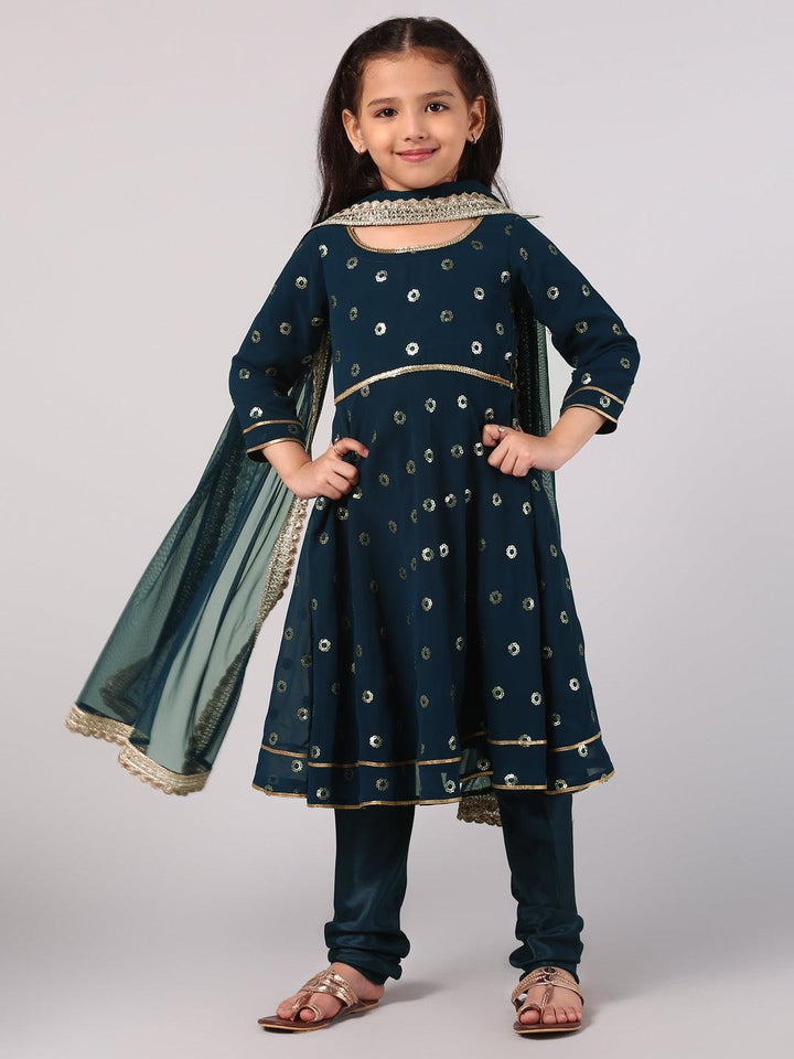 Blue Embroidered Georgette Suit Set - ShopLibas