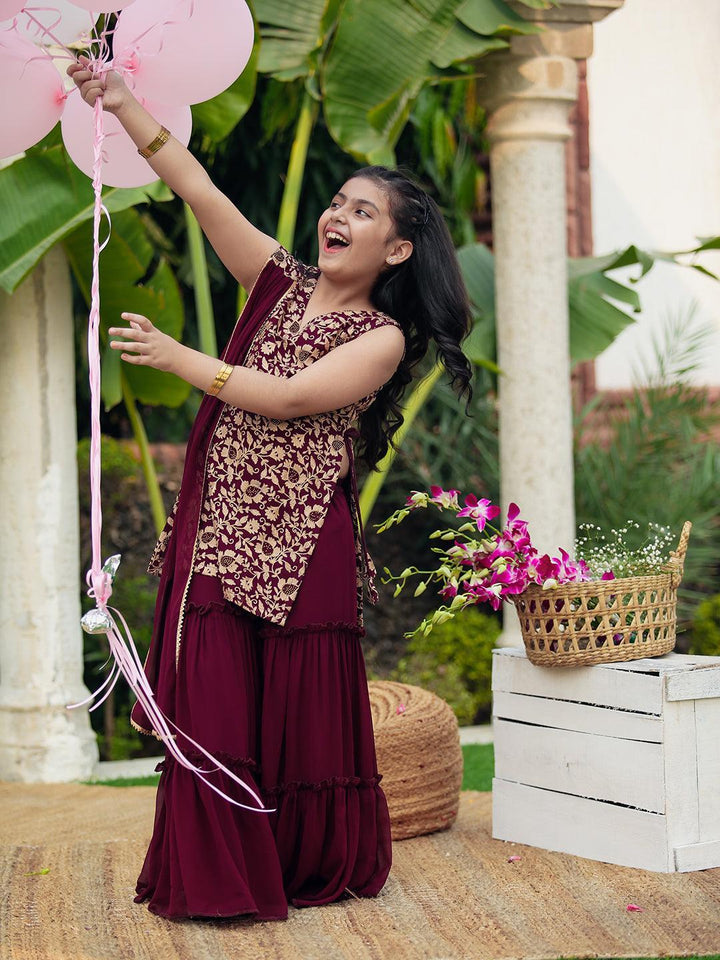 Purple Embroidered Georgette Suit Set - ShopLibas