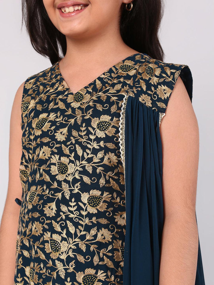 Blue Embroidered Georgette Suit Set - ShopLibas