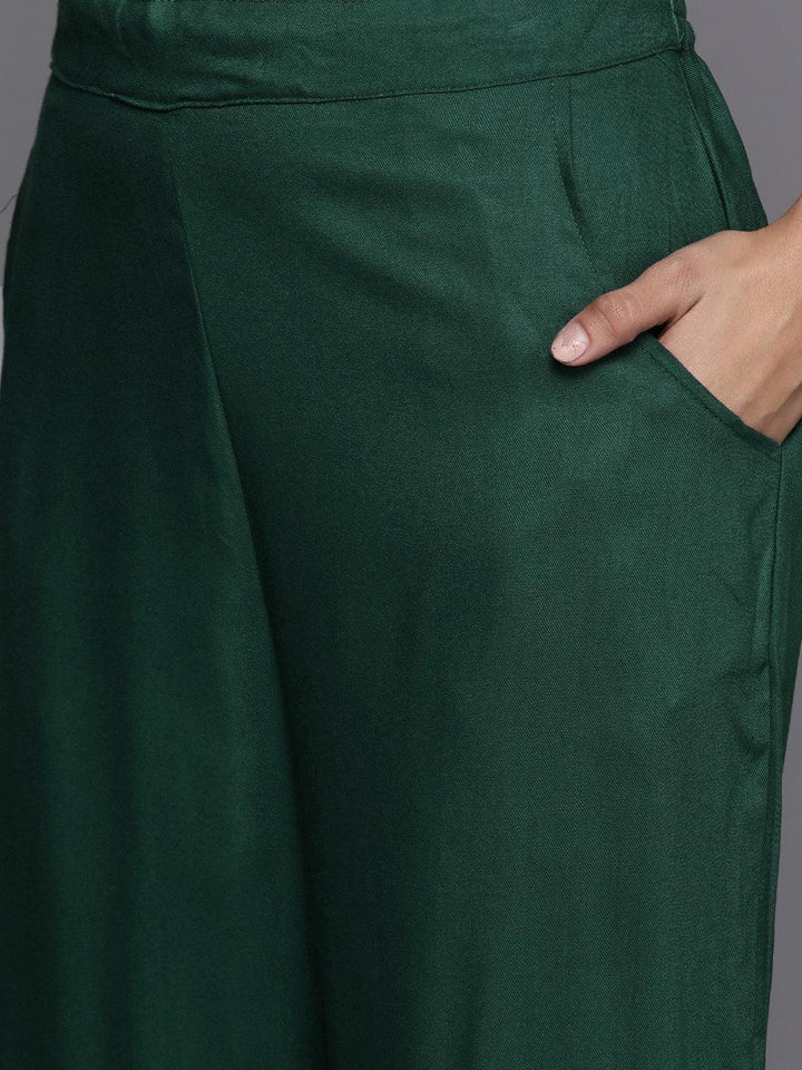 Green Solid Pashmina Wool Kurta Set - ShopLibas