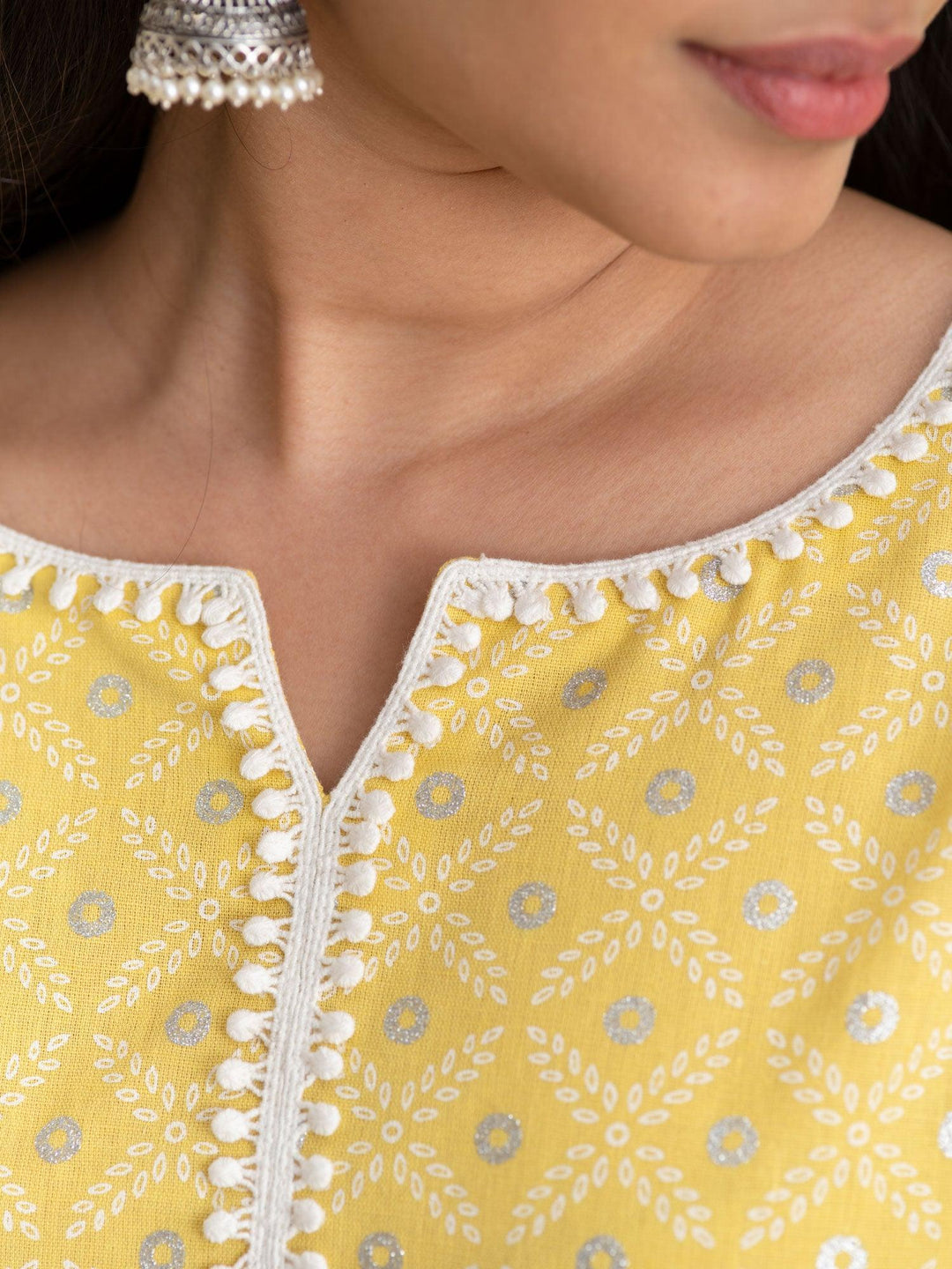 Yellow Printed Cotton Kurta - ShopLibas