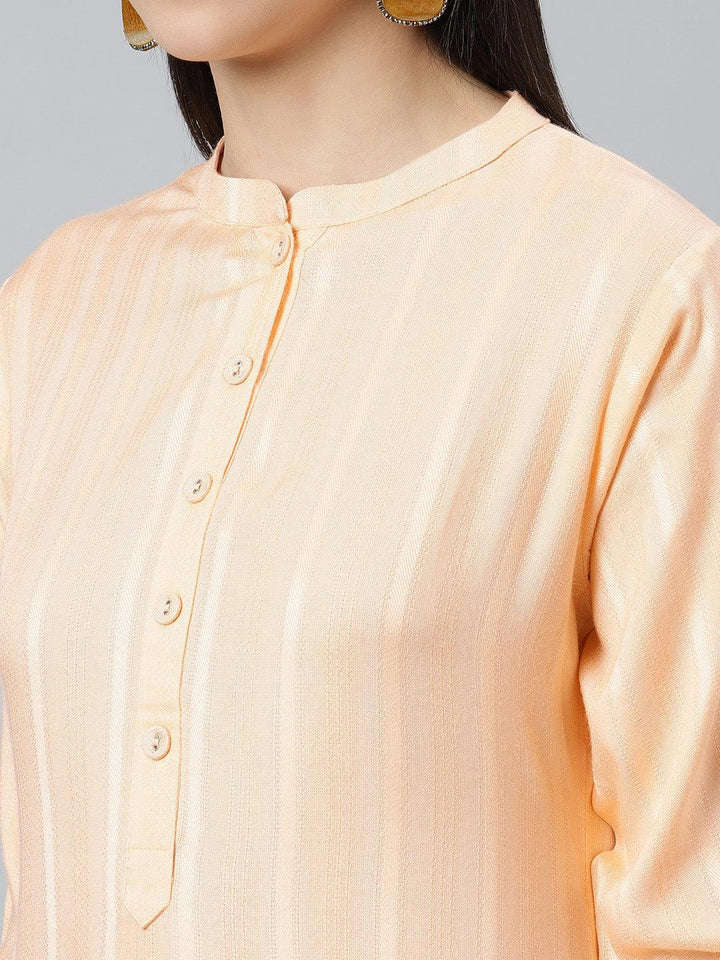 Orange Striped Rayon Kurta