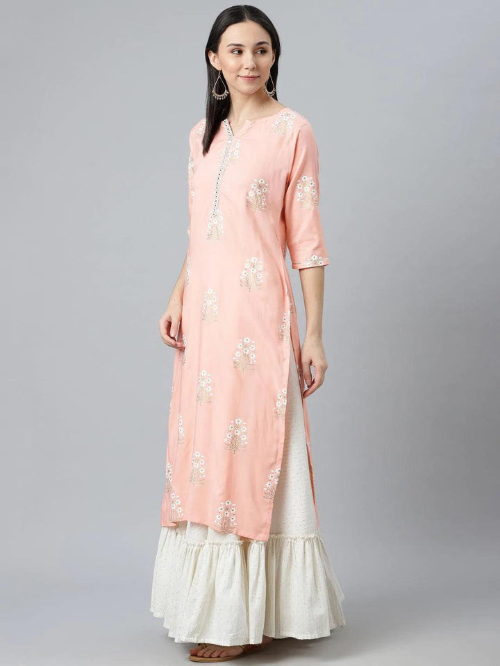 Pink Striped Rayon Kurta