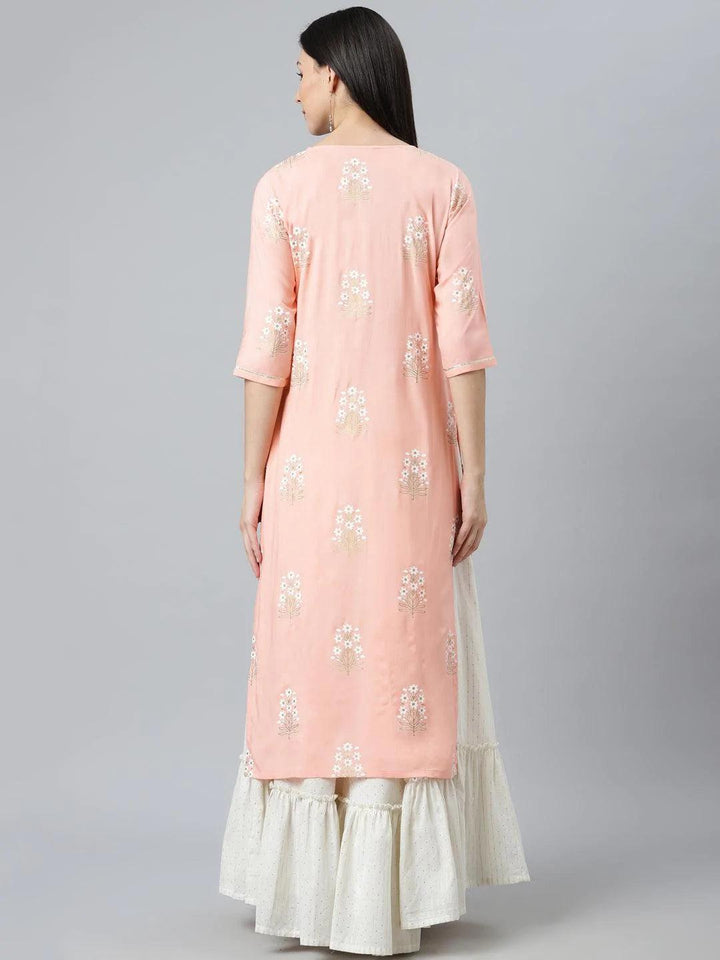Pink Striped Rayon Kurta