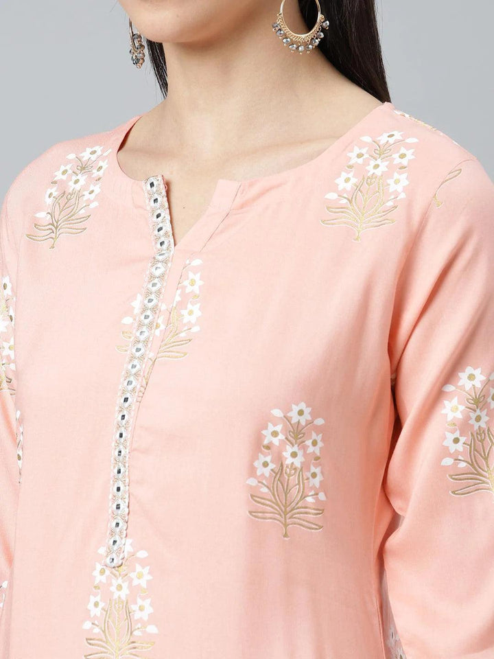 Pink Striped Rayon Kurta