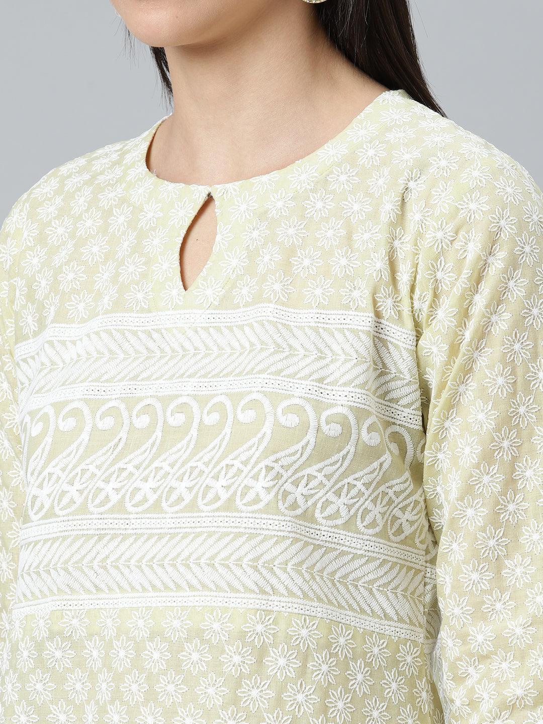 Green Embroidered Straight Kurta - ShopLibas 