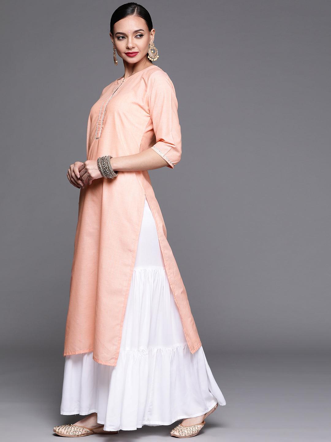 Pink Solid Cotton Kurta - ShopLibas