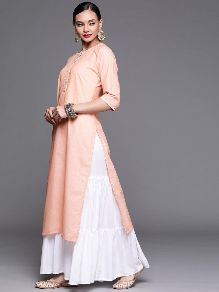 Pink Solid Cotton Kurta - ShopLibas