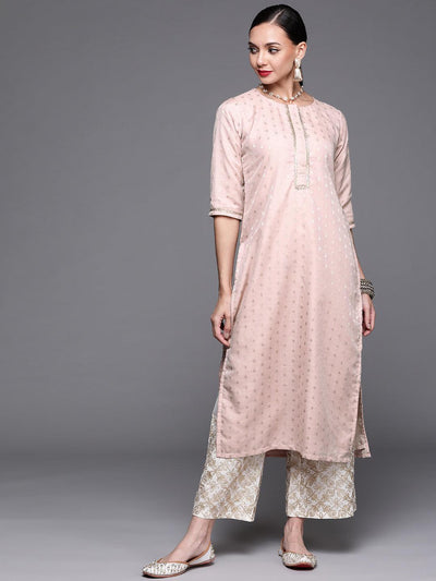 Pink Woven Design Chanderi Silk Kurta - ShopLibas