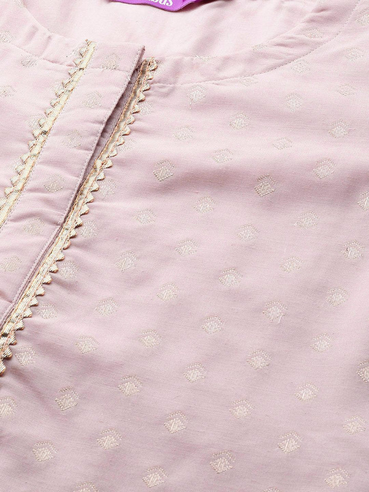 Pink Woven Design Chanderi Silk Kurta - ShopLibas