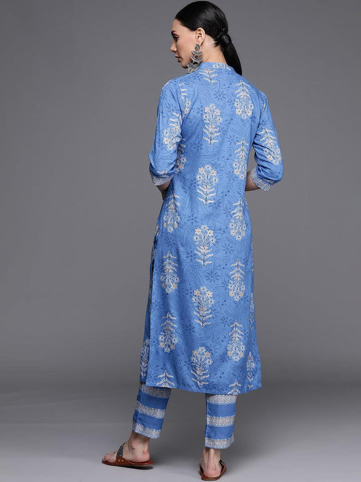 Blue Printed Rayon Kurta - ShopLibas