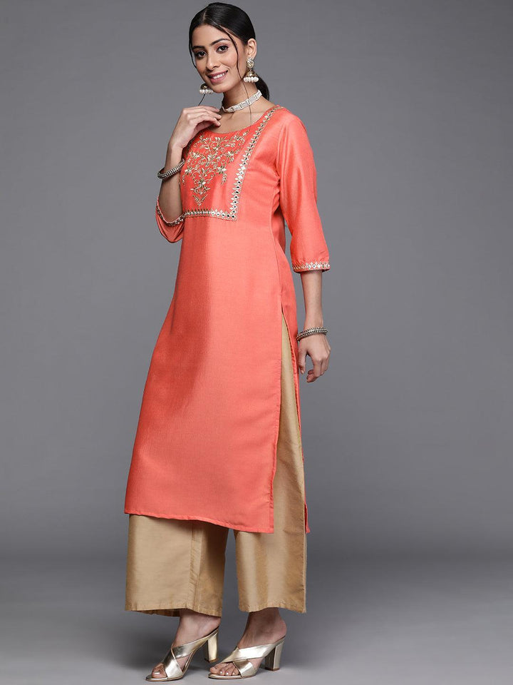Pink Yoke Design Chanderi Silk Kurta - ShopLibas