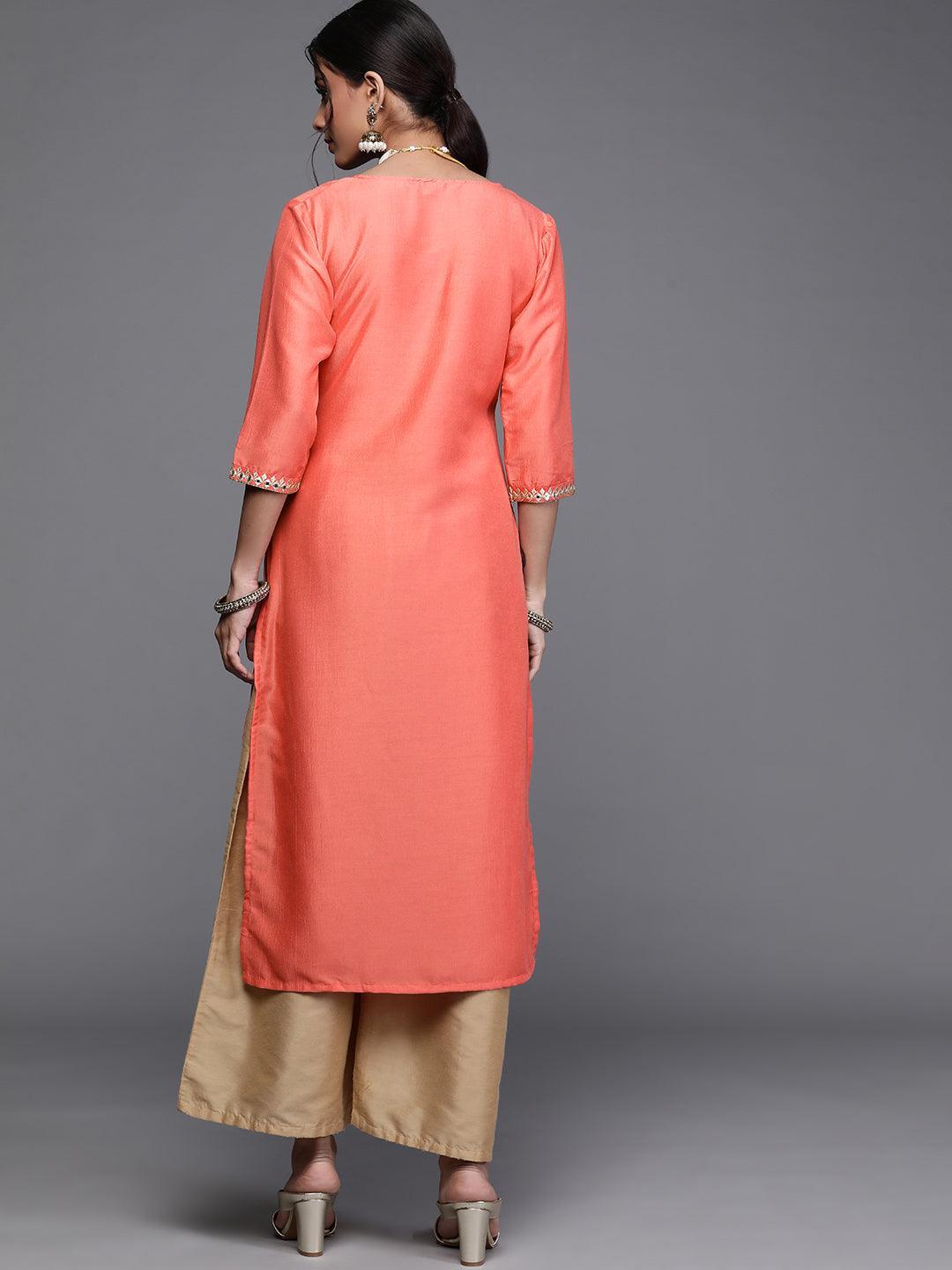 Pink Yoke Design Chanderi Silk Kurta - ShopLibas