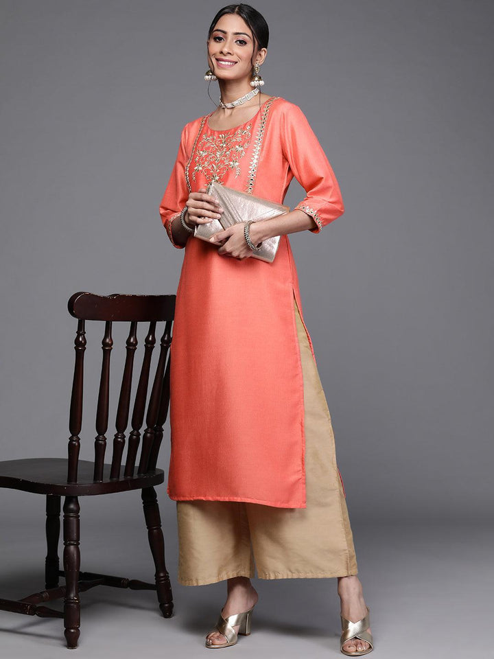 Pink Yoke Design Chanderi Silk Kurta - ShopLibas