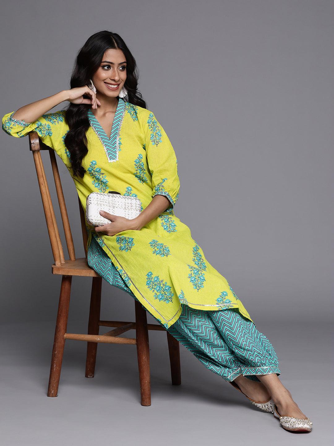 Green Striped Cotton Kurta - ShopLibas