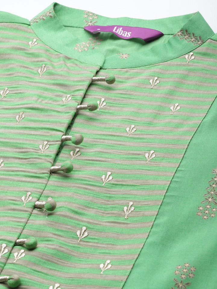 Green Yoke Design Chanderi Silk Kurta - ShopLibas
