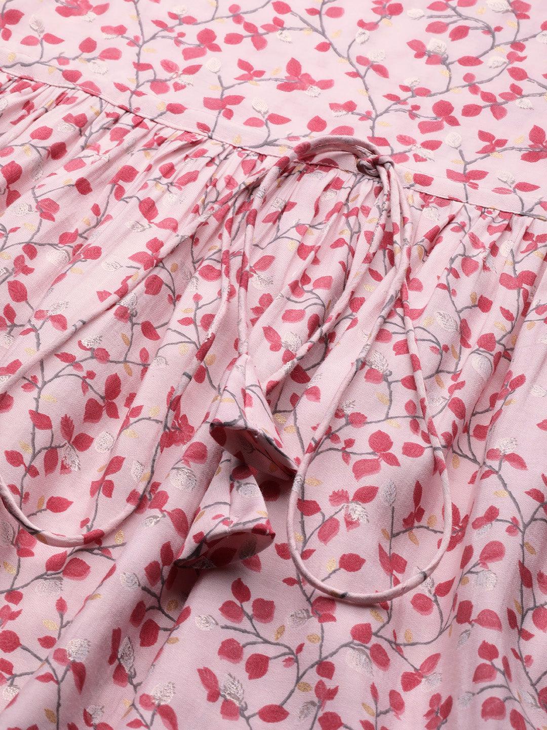 Pink Printed Silk Dress - ShopLibas