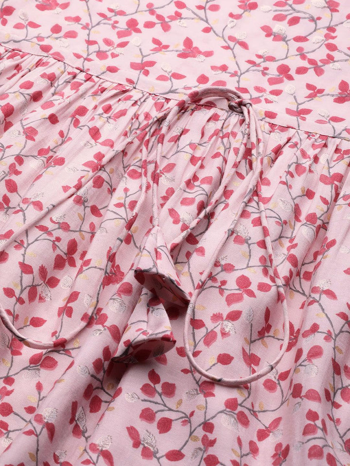 Pink Printed Silk Dress - ShopLibas