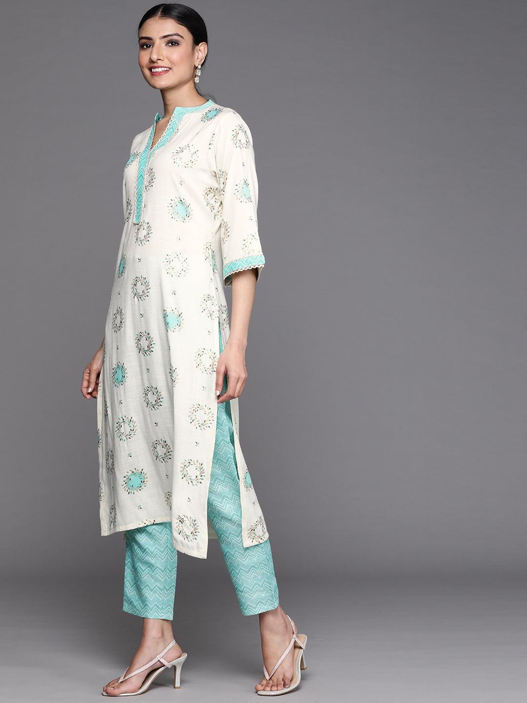 Cream Printed Rayon Kurta - ShopLibas 