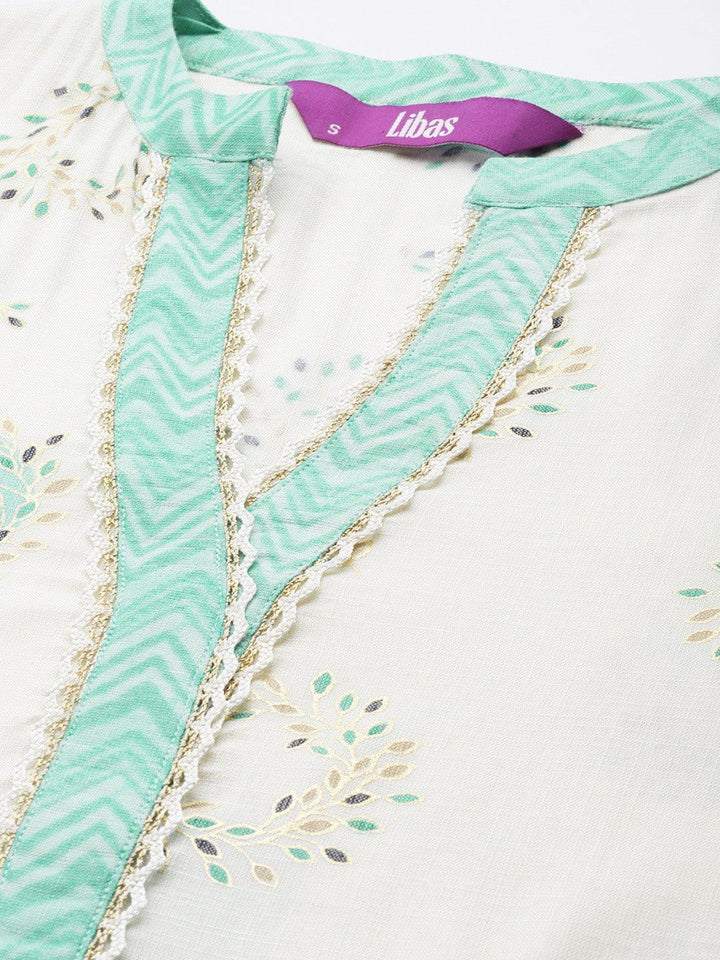 Cream Printed Rayon Kurta
