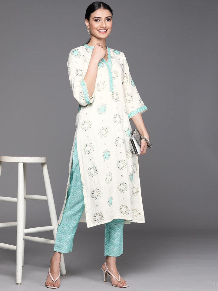 Cream Printed Rayon Kurta