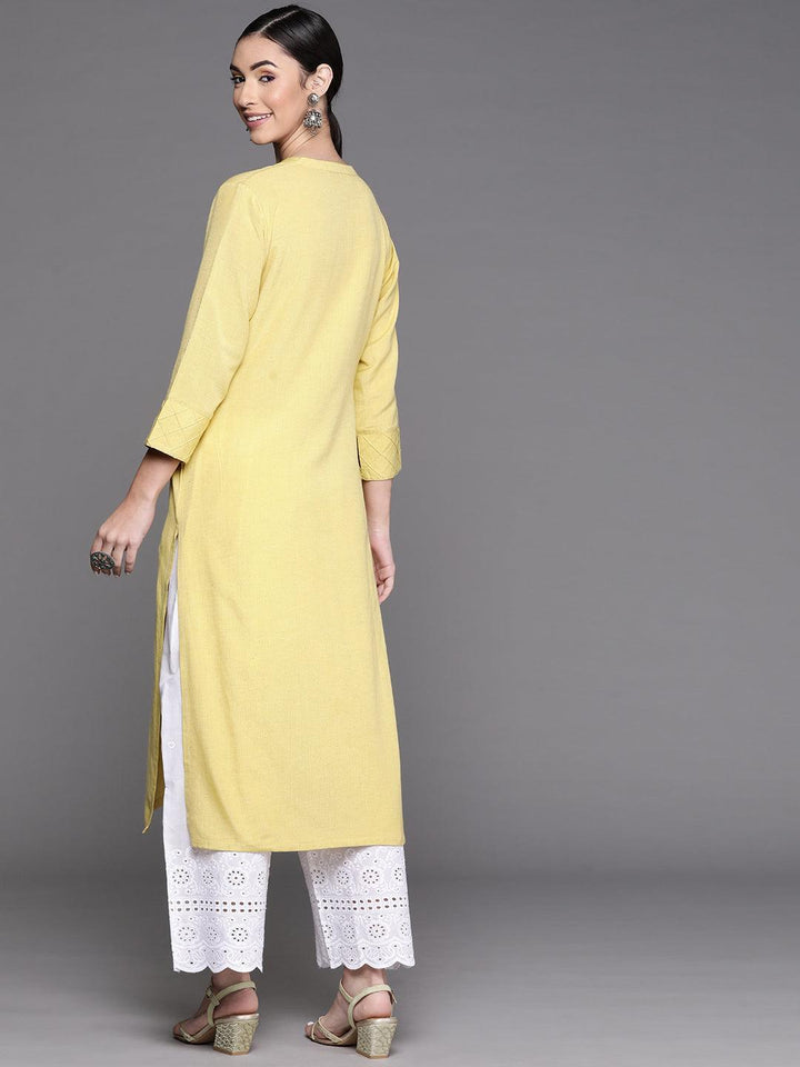 Yellow Solid Cotton Kurta - ShopLibas