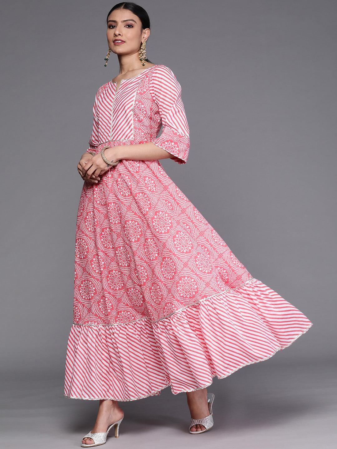 Pink Printed Cotton Dress - ShopLibas