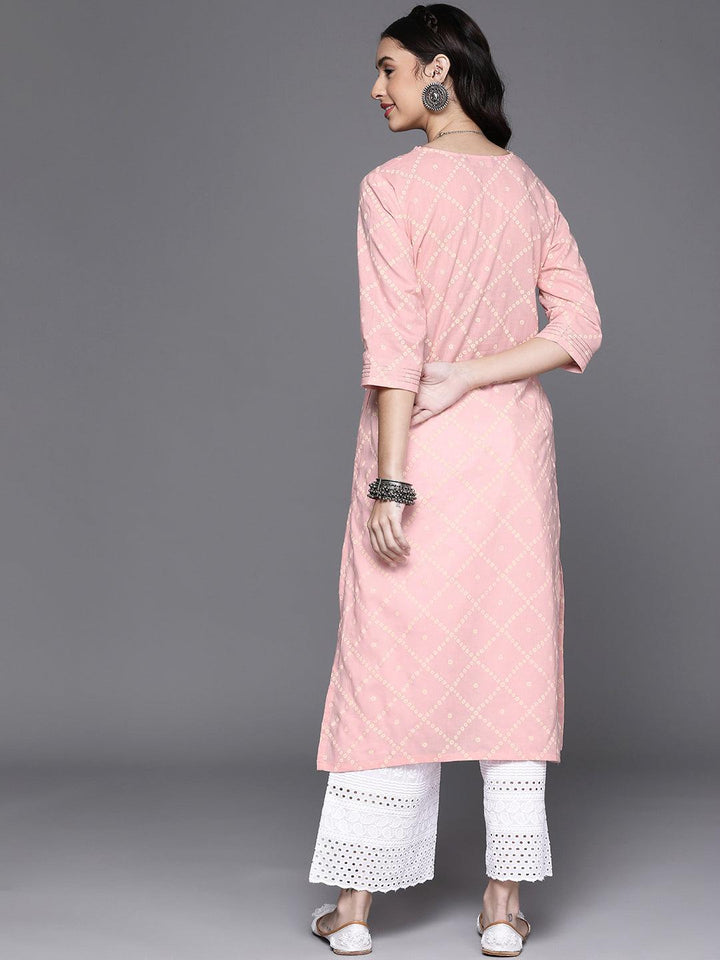 Pink Printed Cotton Kurta - ShopLibas
