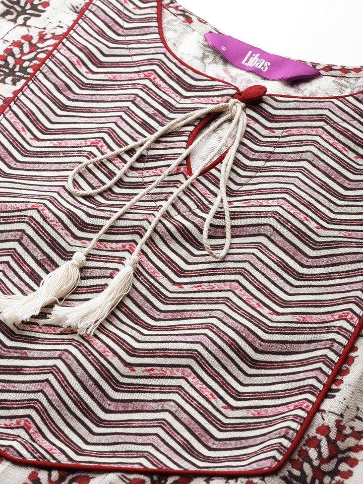 White Printed Cotton Kurta - ShopLibas