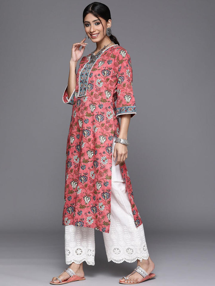 Coral Printed Cotton Kurta - ShopLibas