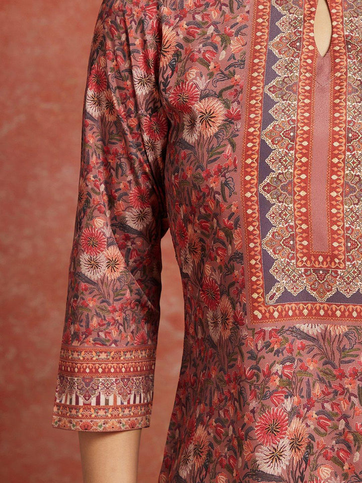 Multicolored Printed Crepe Straight Kurta - ShopLibas