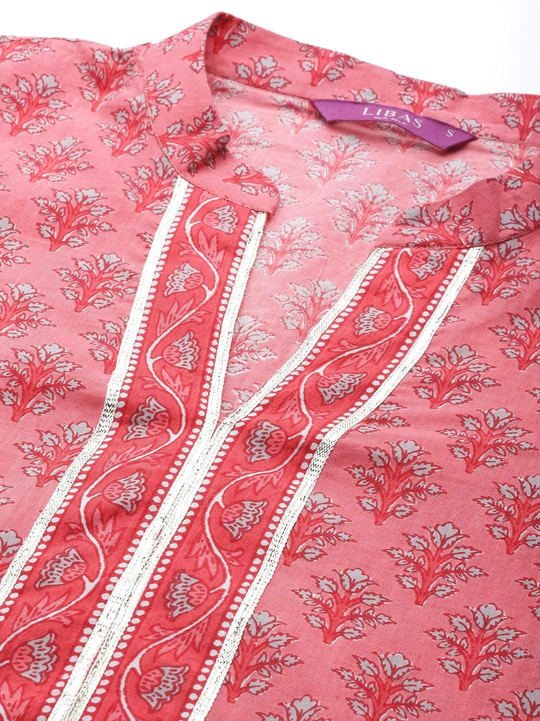 Pink Printed Cotton Suit Set - ShopLibas