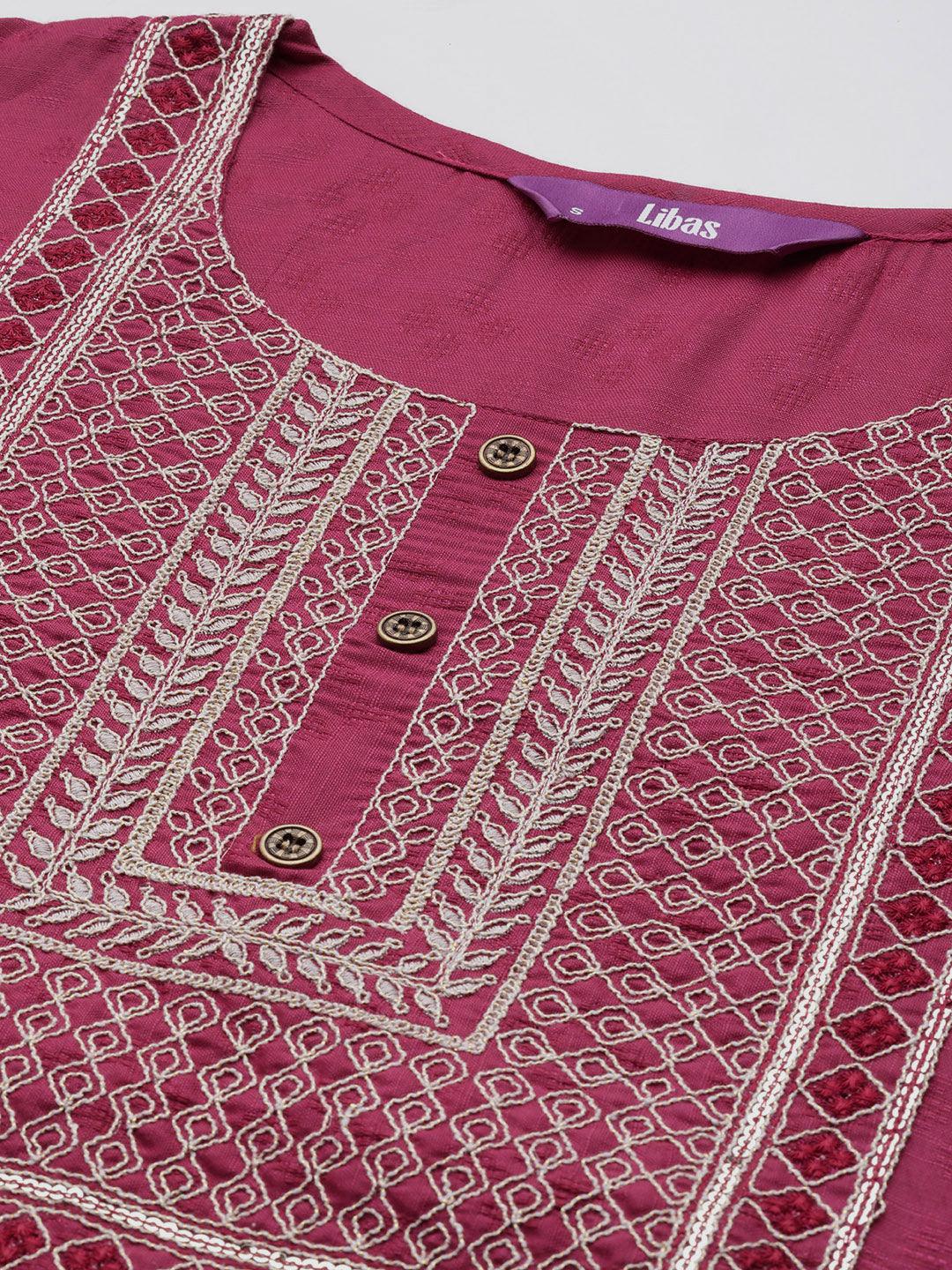 Pink Yoke Design Rayon Straight Kurta - ShopLibas 