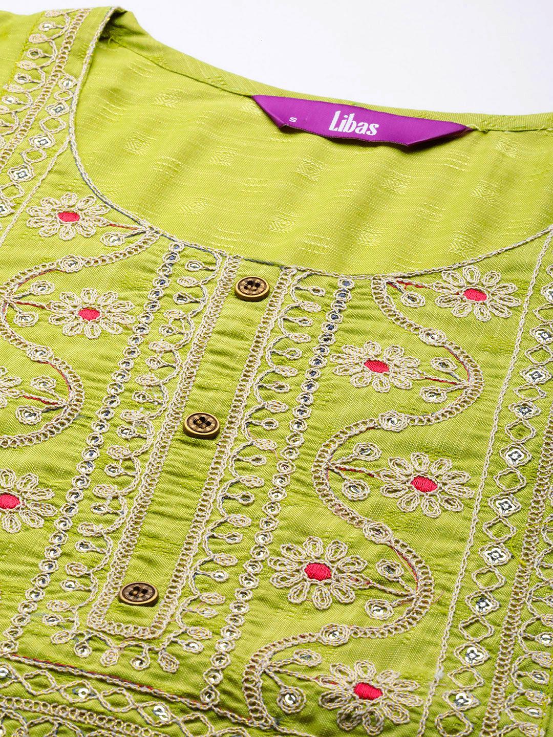 Green Yoke Design Rayon Straight Kurta - ShopLibas 