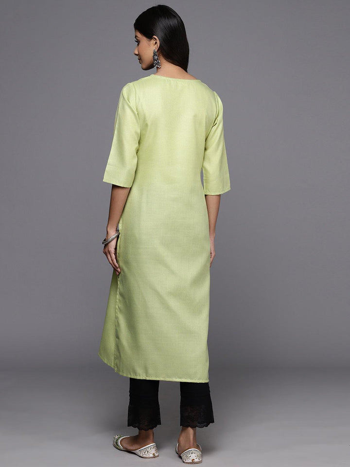Green Yoke Design Cotton Straight Kurta