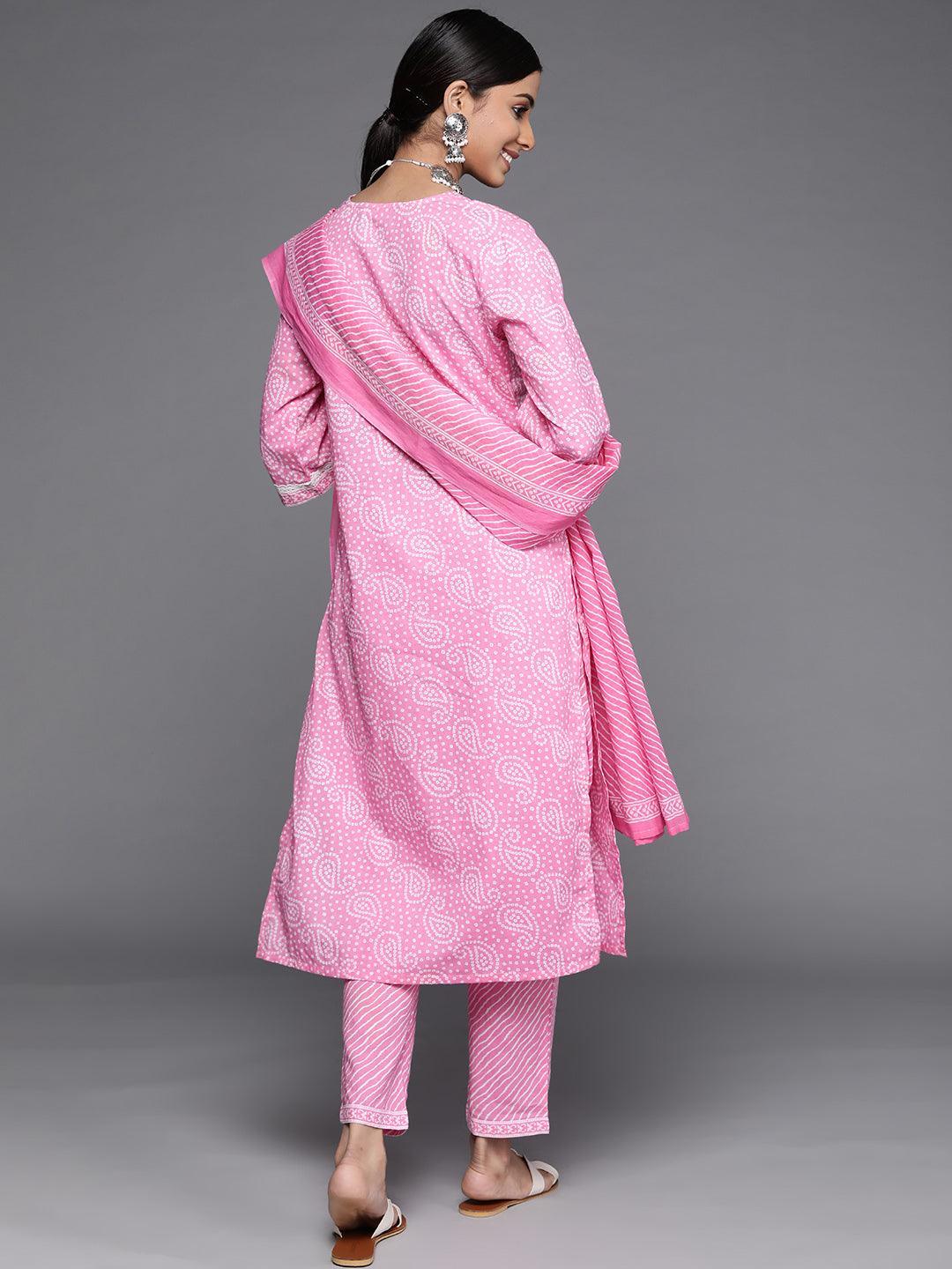 Pink Printed Cotton Suit Set - ShopLibas 