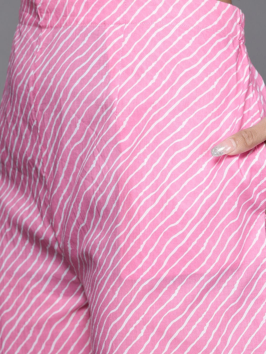 Pink Printed Cotton Suit Set - ShopLibas 