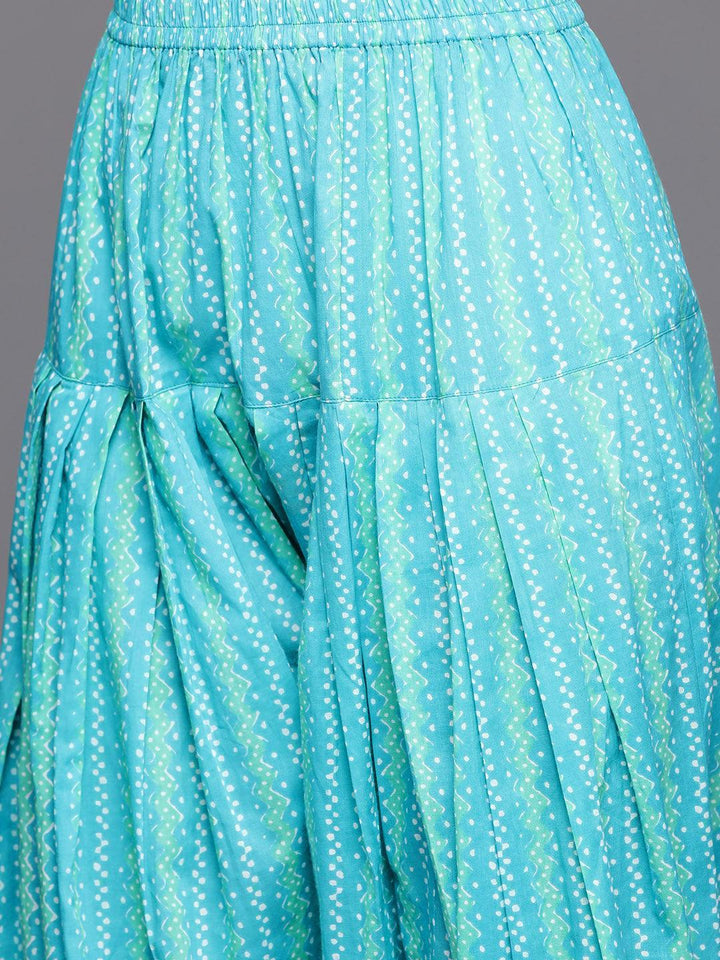 Blue Printed Cotton Suit Set - ShopLibas