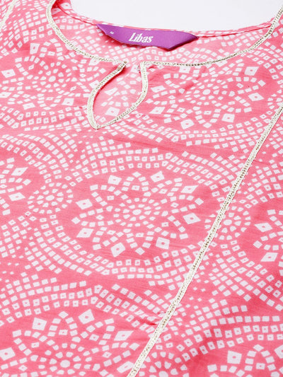Pink Printed Cotton Suit Set - ShopLibas