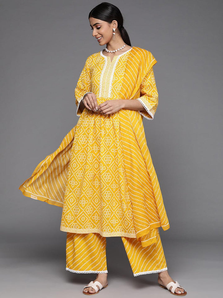 Yellow Printed Cotton Suit Set - ShopLibas