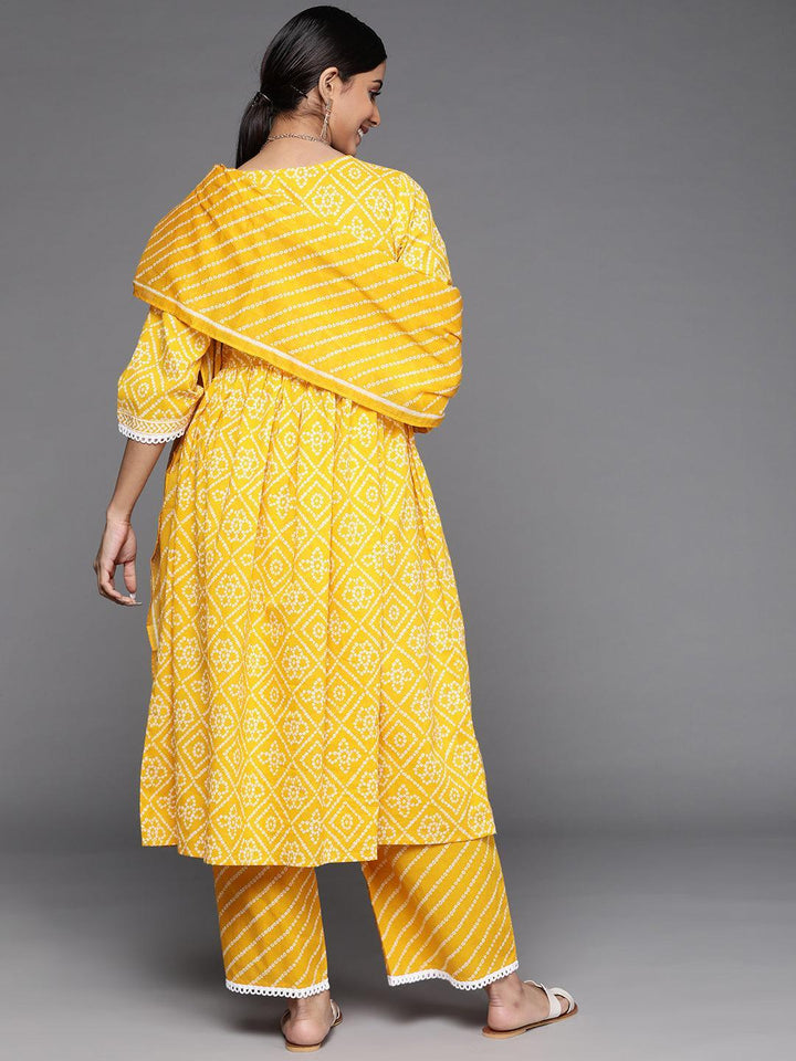 Yellow Printed Cotton Suit Set - ShopLibas