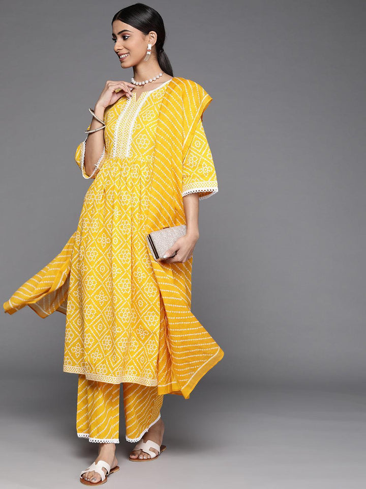 Yellow Printed Cotton Suit Set - ShopLibas